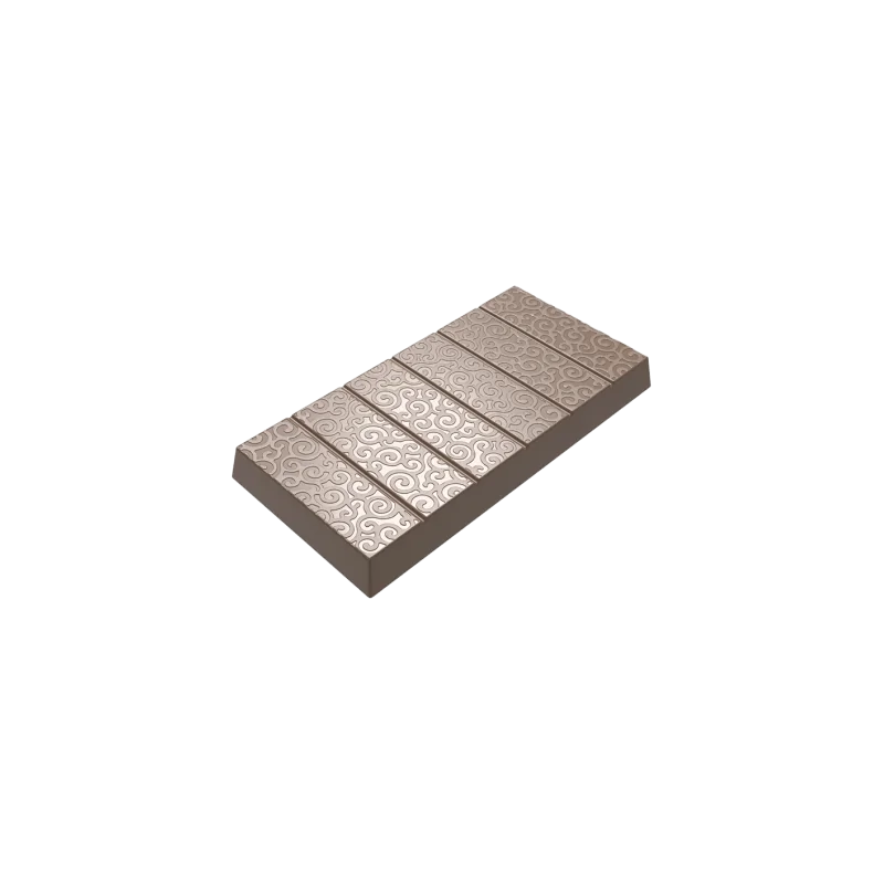 Thermoformed Polycarbonate Chocolate Tablet Mold - Dubai - 157 mm x 78 mm x 15.5 mm - 210 gr - 3 cavities Thermoformed Polycarbonate Chocolate Tablet Mold - Dubai - 157 mm x 78 mm x 15.5 mm - 210 gr - 3 cavities