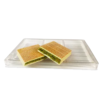 Thermoformed Polycarbonate Chocolate Tablet Mold - Dubai - 157 mm x 78 mm x 15.5 mm - 210 gr - 3 cavities