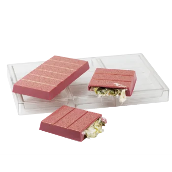 Thermoformed Polycarbonate Chocolate Tablet Mold - Dubai - 157 mm x 78 mm x 15.5 mm - 210 gr - 3 cavities