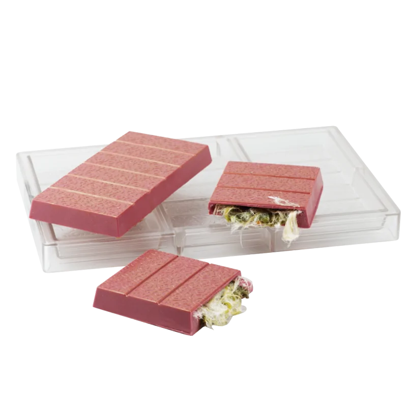 Thermoformed Polycarbonate Chocolate Tablet Mold - Dubai - 157 mm x 78 mm x 15.5 mm - 210 gr - 3 cavities Thermoformed Polycarbonate Chocolate Tablet Mold - Dubai - 157 mm x 78 mm x 15.5 mm - 210 gr - 3 cavities