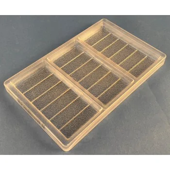 Thermoformed Polycarbonate Chocolate Tablet Mold - Dubai - 157 mm x 78 mm x 15.5 mm - 210 gr - 3 cavities