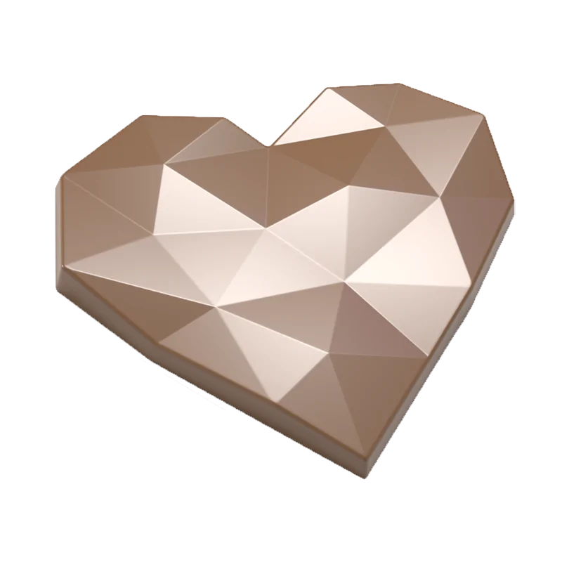 Thermoformed Polycarbonate Chocolate Tablet Mold - Brilliant Heart - 118 mm x 106 mm x 11 mm - 80 gr - 2 cavities Thermoformed Polycarbonate Chocolate Tablet Mold - Brilliant Heart - 118 mm x 106 mm x 11 mm - 80 gr - 2 cavities