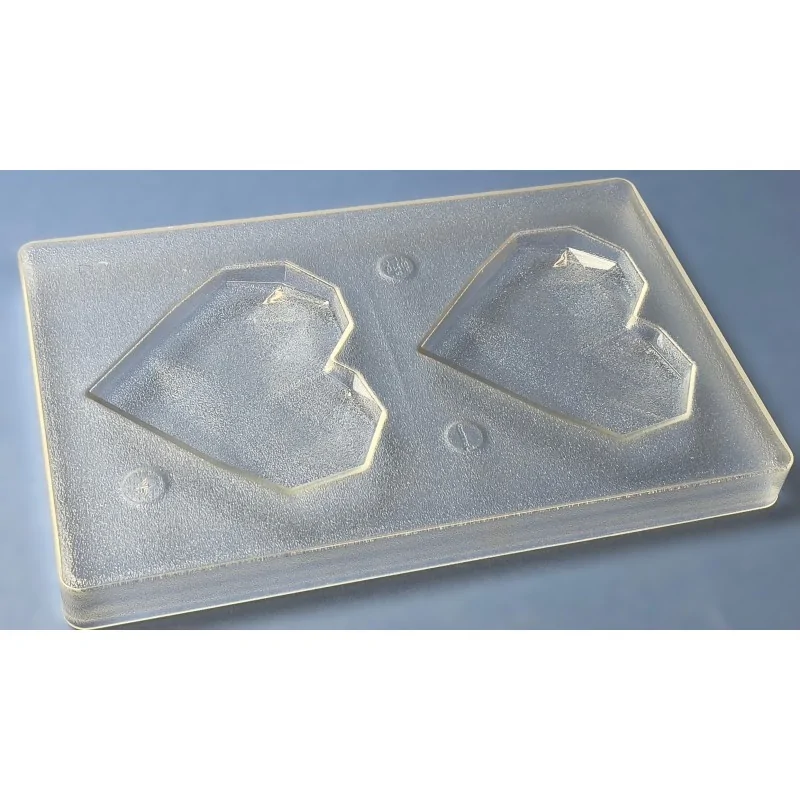 Thermoformed Polycarbonate Chocolate Tablet Mold - Brilliant Heart - 118 mm x 106 mm x 11 mm - 80 gr - 2 cavities Thermoformed Polycarbonate Chocolate Tablet Mold - Brilliant Heart - 118 mm x 106 mm x 11 mm - 80 gr - 2 cavities