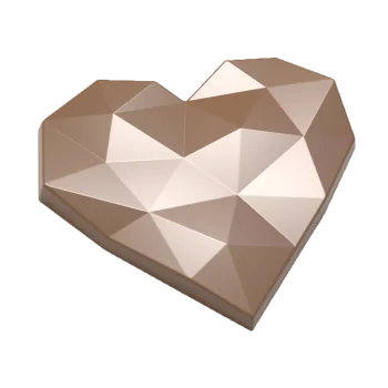 Thermoformed Polycarbonate Chocolate Tablet Mold - Brilliant Heart - 118 mm x 106 mm x 15 mm - 125 gr - 2 cavities