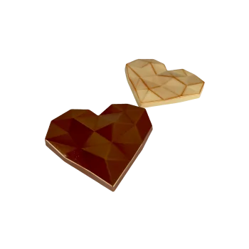 Thermoformed Polycarbonate Chocolate Tablet Mold - Brilliant Heart - 118 mm x 106 mm x 15 mm - 125 gr - 2 cavities
