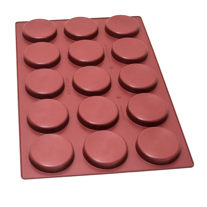 SILMAE Professional Silicone Flat Cylinder Insert Pastry Mold - Cylinder - Ø 100 mm x 20 mm – 150 ml - 15 cavity SILMAE Professional Silicone Flat Cylinder Insert Pastry Mold - Cylinder - Ø 100 mm x 20 mm – 150 ml - 15 cavity