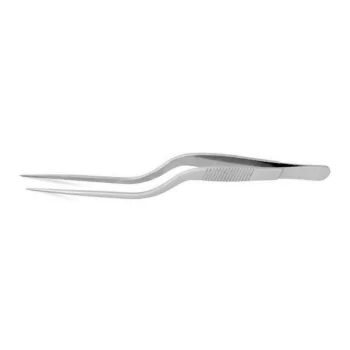 Chef Precision Stainless Steel Curved Tweezers Fine Tip for Plate Decorating - 16 cm
