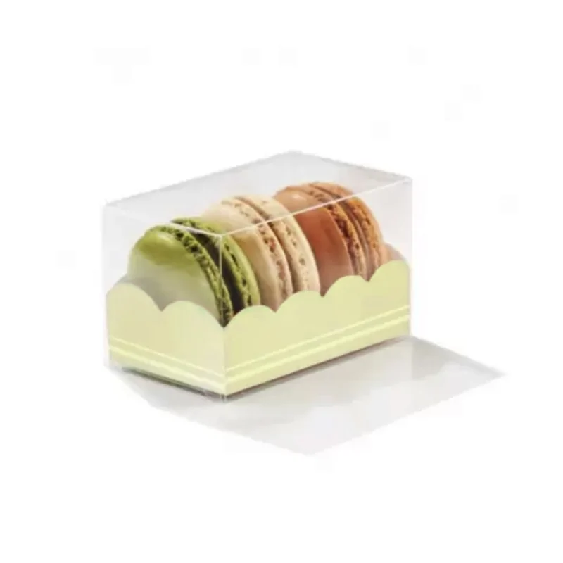 Clear Deluxe Plastic Macarons Gift Green Insert - 3 Macarons - 80 x 50 x 50 mm - Pack of 50 Clear Deluxe Plastic Macarons Gift Green Insert - 3 Macarons - 80 x 50 x 50 mm - Pack of 50