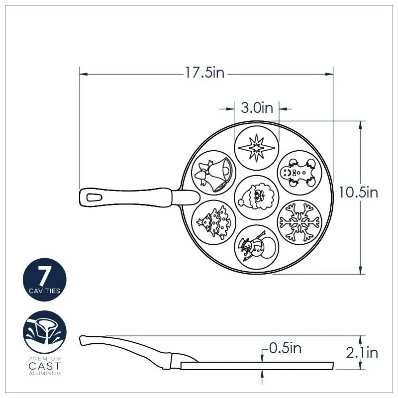 Nordic Ware Cast Aluminum Holiday Pancake Pan - 7 Cavities