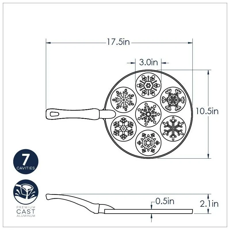 Nordic Ware Cast Aluminum Falling Snowflake Pancake Pan - 7 Cavities Nordic Ware Cast Aluminum Falling Snowflake Pancake Pan - 7 Cavities