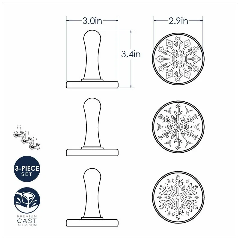 Nordic Ware Cast Aluminum Snowflake Cookie Stamps - 3 Different Shapes Nordic Ware Cast Aluminum Snowflake Cookie Stamps - 3 Different Shapes