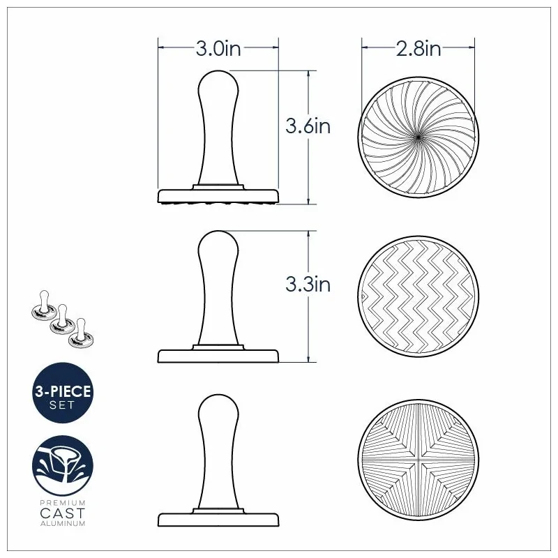 Nordic Ware Cast Aluminum Geo Cast Cookie Stamps - 3 Different Shapes Nordic Ware Cast Aluminum Geo Cast Cookie Stamps - 3 Different Shapes