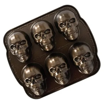 Nordic Ware Cast Aluminum Haunted Skull Cakelet Pan - 6 Cavity