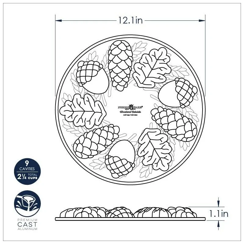 Nordic Ware Cast Aluminum Woodland Cakelet Pan - 9 Cavity Nordic Ware Cast Aluminum Woodland Cakelet Pan - 9 Cavity