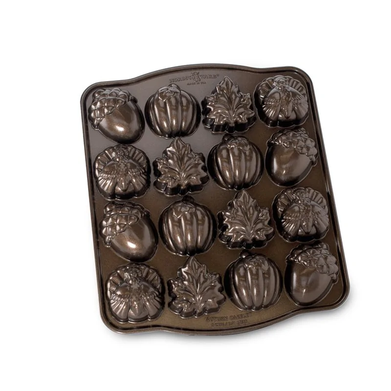 Nordic Ware Cast Aluminum Autumn Cakelet Pan - 16 Cavity Nordic Ware Cast Aluminum Autumn Cakelet Pan - 16 Cavity