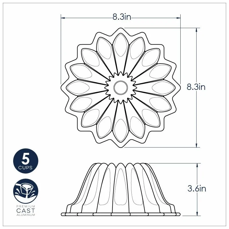 Nordic Ware Little Bundts® Commercial Cast Aluminum Lotus Bundt Pan - 5 Cup Capacity