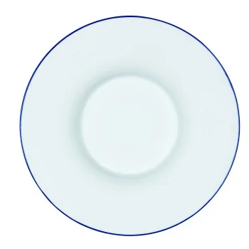 Handcrafted Fine Porcelain Gourmet Bowl Blue Line 28 cm - Height 4.5 cm - Set of 4