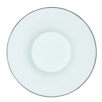 Handcrafted Fine Porcelain Gourmet Bowl Grey Line 28 cm - Height 4.5 cm - Set of 4