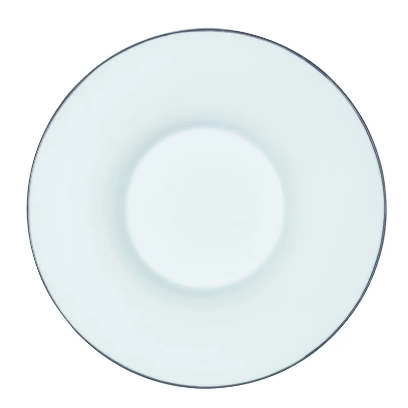 Handcrafted Fine Porcelain Gourmet Bowl Grey Line 28 cm - Height 4.5 cm - Set of 4