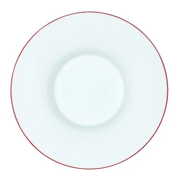 Handcrafted Fine Porcelain Gourmet Bowl Red Line 28 cm - Height 4.5 cm - Set of 4