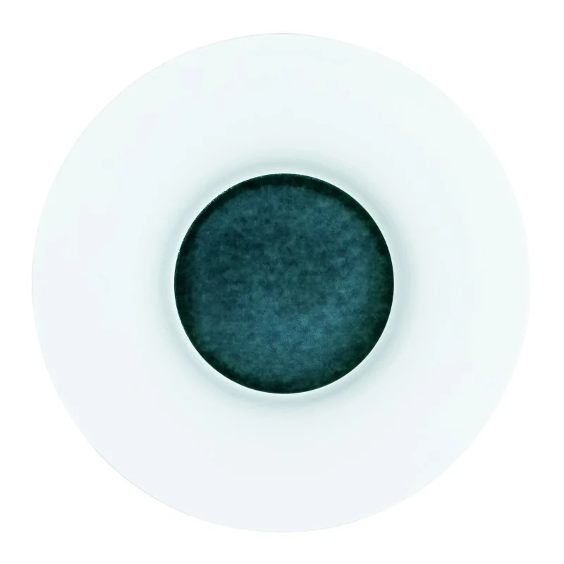 Handcrafted Fine Porcelain Gourmet Bowl Teal 28 cm - Height 4.5 cm - Set of 4