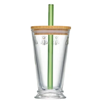La Rochere Bee Smoothie Glass with Straw Ht: 4.5"- Diam: 5"- Oz: 11 oz. - 1 Piece