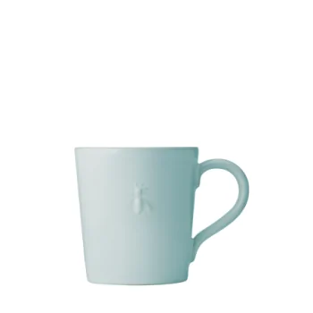 La Rochere Bee Ceramic Coffee Mug Blue Ht: 4.3"- Diam: 3.8"- Oz: 17.5 oz. - Set of 2