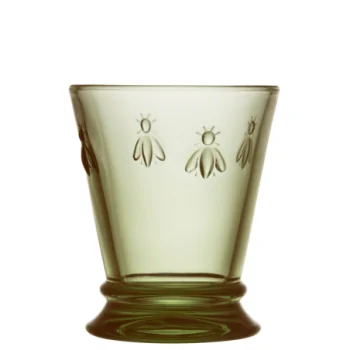 La Rochere Bee Tumbler Olive Green Ht: 4" - Diam: 3.25"- Oz: 9 oz. - Set of 6