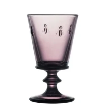 La Rochere Bee Wine Glass Eggplant Ht: 5.5" - Diam: 3.25"- Oz: 8 oz. - Set of 6