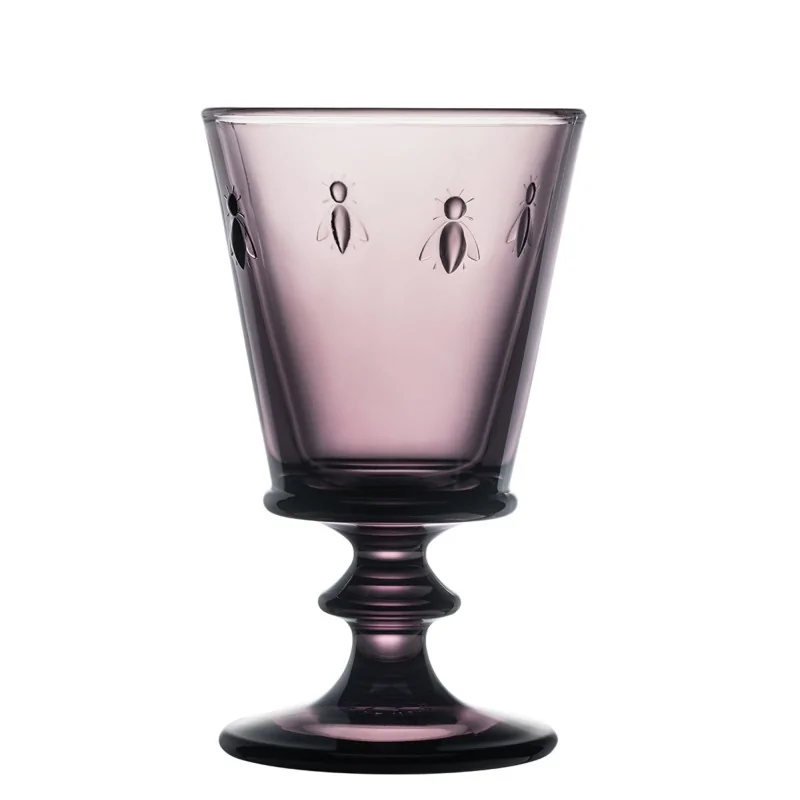 La Rochere Bee Wine Glass Eggplant Ht: 5.5" - Diam: 3.25"- Oz: 8 oz. - Set of 6