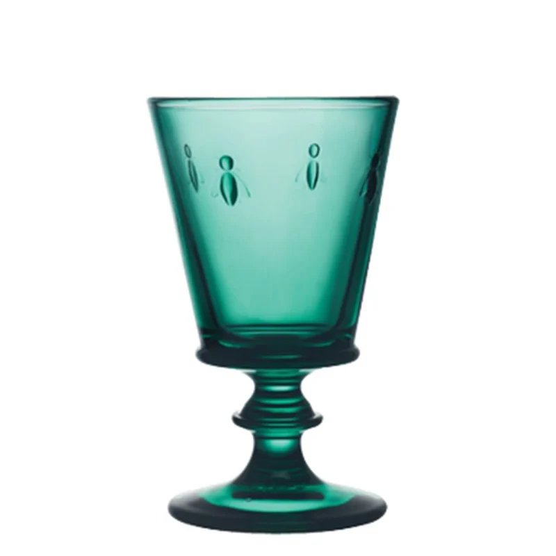La Rochere Bee Wine Glass Emerald Ht: 5.5" - Diam: 3.25"- Oz: 8 oz. - Set of 6