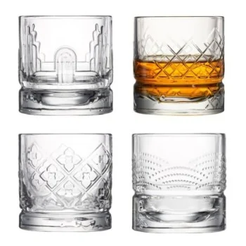 La Rochere Dandy Whiskey Glasses Ht: 3.5”- Diam: 3.25"- Oz: 10 oz. - Assorted Set of 4