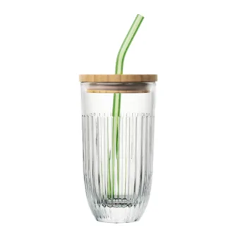 La Rochere Ouessant Smoothie Glass with Straw Ht: 5.75"- Diam: 3.25"- Oz: 12.5 oz. - 1 Piece