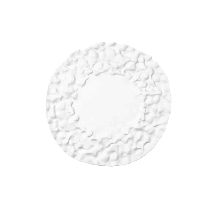 Handcrafted Fine Porcelain Flat Rounded Plate 23 cm - Without Glaze - Set of 6