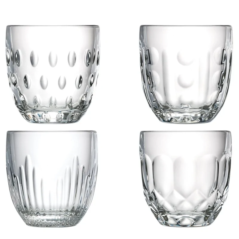 La Rochere Troquet Tumblers Ht: 3.2“- Diam: 3“- Oz: 7.8 oz. - Assorted Set of 4