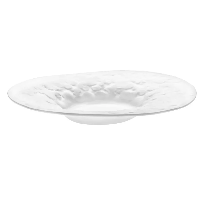 Handcrafted Fine Porcelain Gourmet Deep Plate 28 cm - Height 4.5 cm - Without Glaze - Set of 4