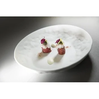 Handcrafted Fine Porcelain Gourmet Deep Plate 25 cm - Height 4.5 cm - Without Glaze - Set of 4