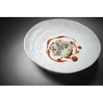 Handcrafted Fine Porcelain Gourmet Deep Plate 25 cm - Height 4.5 cm - With Glaze - Set of 4