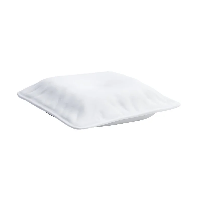 Handcrafted Fine Porcelain Pillow Plate 13.5 x 13.5 x 4 cm - Set of 4