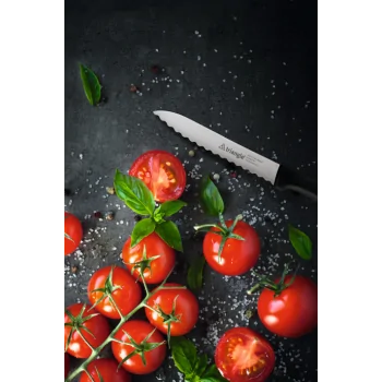 Triangle Tomato Knife. Waved Serration