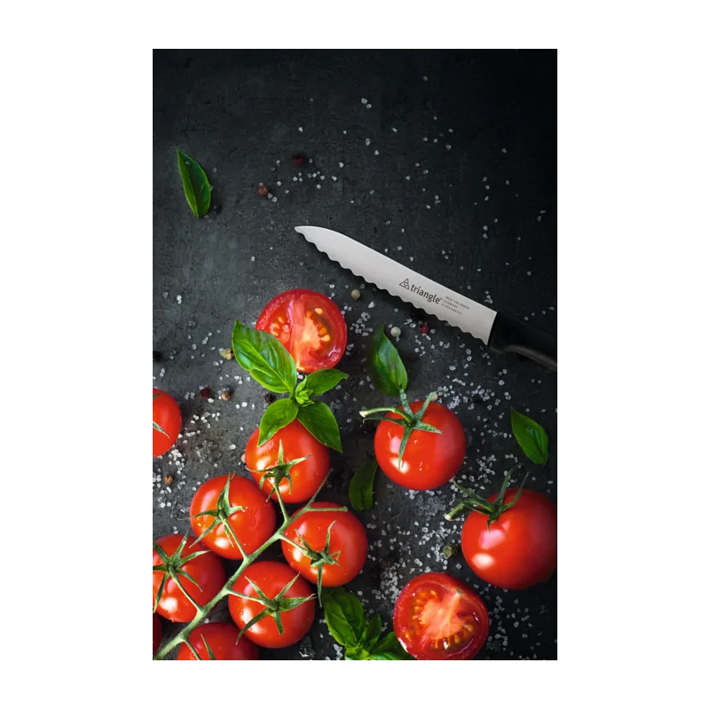 Triangle Tomato Knife. Waved Serration Triangle Tomato Knife. Waved Serration