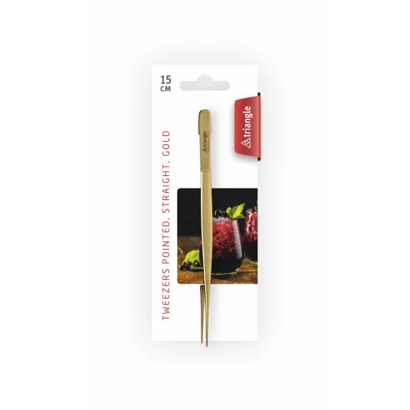 Triangle Tweezers Pointed. Straight 15 cm. Gold. Carded