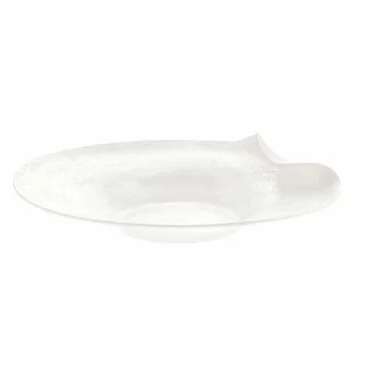 Handcrafted Fine Porcelain Deep Plate Gourmet "Bended" 28 cm - Height 4.5 cm - Set of 4