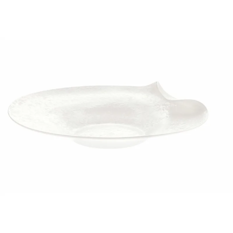 Handcrafted Fine Porcelain Deep Plate Gourmet "Bended" 28 cm - Height 4.5 cm - Set of 4 Handcrafted Fine Porcelain Deep Plate Gourmet "Bended" 28 cm - Height 4.5 cm - Set of 4