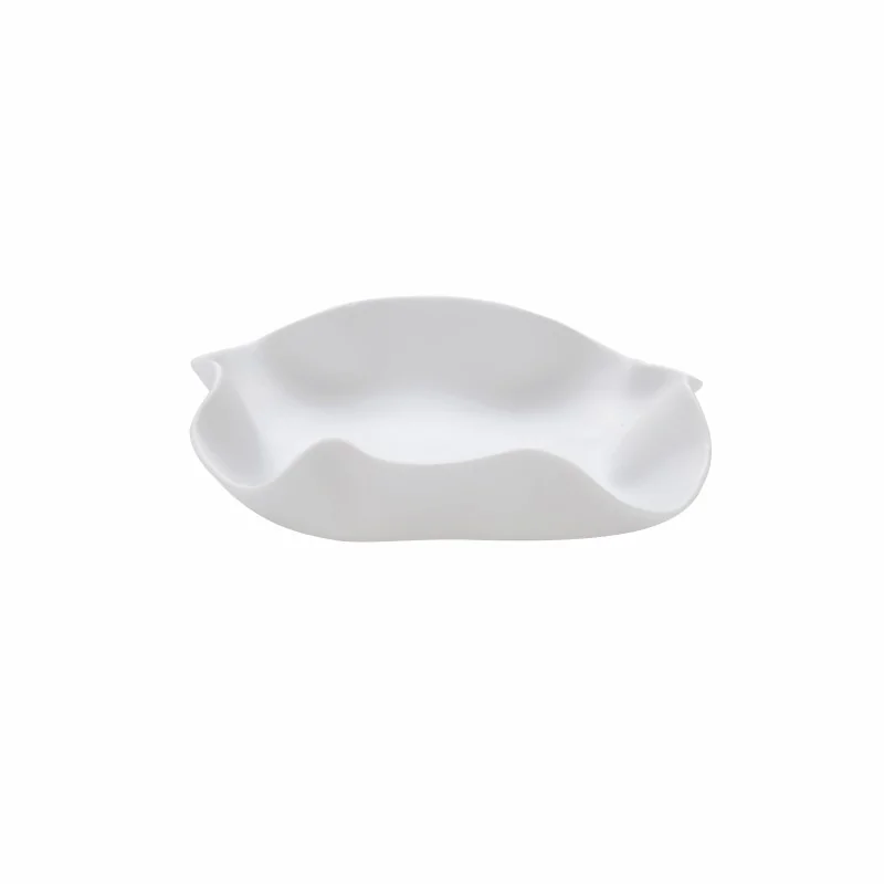 Handcrafted Fine Porcelain Square Leafy 20 cm - Height 4 cm - Without Glaze - Set of 4