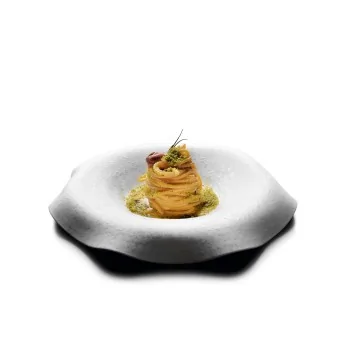 Handcrafted Fine Porcelain Deep Plate Gourmet "Reverse" 29 cm - Height 3 cm - Set of 4