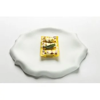 Handcrafted Fine Porcelain Flat Plate With Flap 16.5 cm - Without Glaze - Set of 6