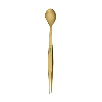 Triangle Chef Tasting Spoon & Tweezers (Golden). Carded