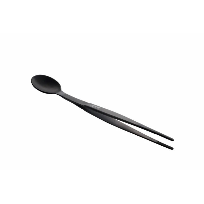 Triangle Chef Tasting Spoon & Tweezers (Black). Carded Triangle Chef Tasting Spoon & Tweezers (Black). Carded