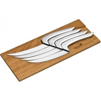 Deglon Meeting 4 Steak Knives - Oak Base